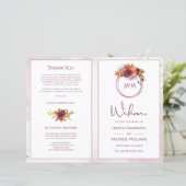 Moderne Waterverf Herfst Bouquet Wedding Programme (Staand voorkant)
