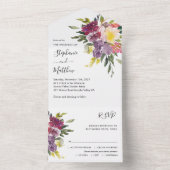 Moderne Waterverf Herfst Floral Wedding All In One Uitnodiging (Binnen)