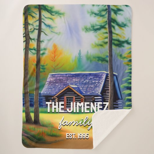 Moderne waterverf herfst logcabine elegant sherpa deken (Voorkant)