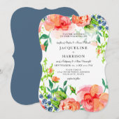 Moderne Waterverf Herfst Oranje Blauwe Rozen Bloem Kaart (Voorkant / Achterkant)