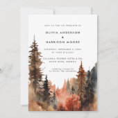 Moderne Waterverf Herfst Outdoor Mountain Bruiloft Kaart (Voorkant)