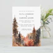 Moderne Waterverf Herfst Outdoor Mountain Bruiloft Kaart (Staand voorkant)