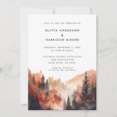 Moderne Waterverf Herfst Outdoor Mountain Bruiloft Kaart (Voorkant)