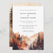 Moderne Waterverf Herfst Outdoor Mountain Bruiloft