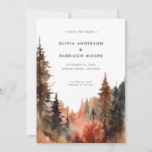 Moderne Waterverf Herfst Outdoor Mountain Bruiloft Save The Date (Voorkant)