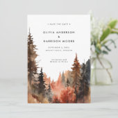 Moderne Waterverf Herfst Outdoor Mountain Bruiloft Save The Date (Staand voorkant)