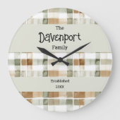 Moderne Waterverf Herfst Plaid familienaam Grote Klok (Voorkant)