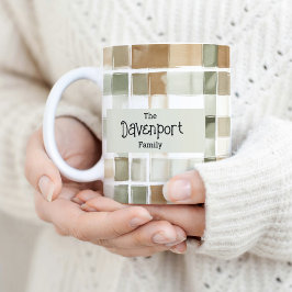 Moderne Waterverf Herfst Plaid familienaam Koffiemok