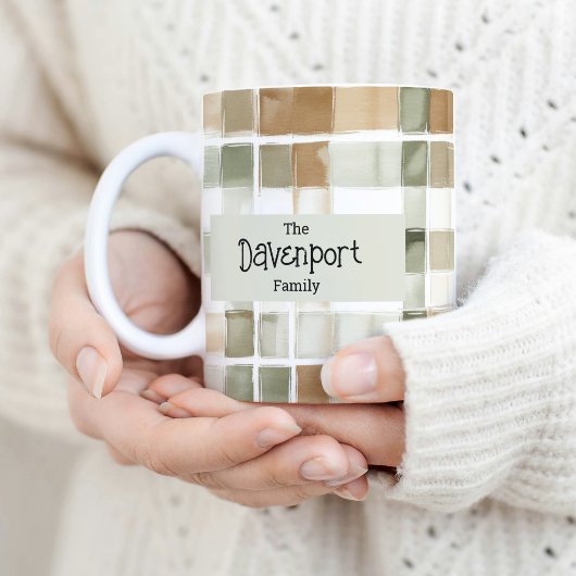 Moderne Waterverf Herfst Plaid familienaam Koffiemok