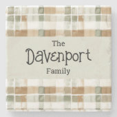 Moderne Waterverf Herfst Plaid familienaam Stenen Onderzetter (Voorkant)