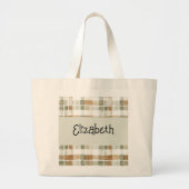 Moderne Waterverf Herfst Plaid Grote Tote Bag (Voorkant)