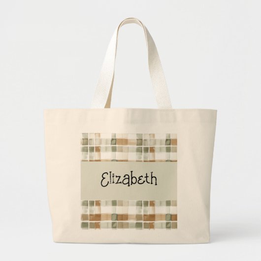 Moderne Waterverf Herfst Plaid Grote Tote Bag (Voorkant)