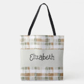 Moderne Waterverf Herfst Plaid Tote Bag (Voorkant)