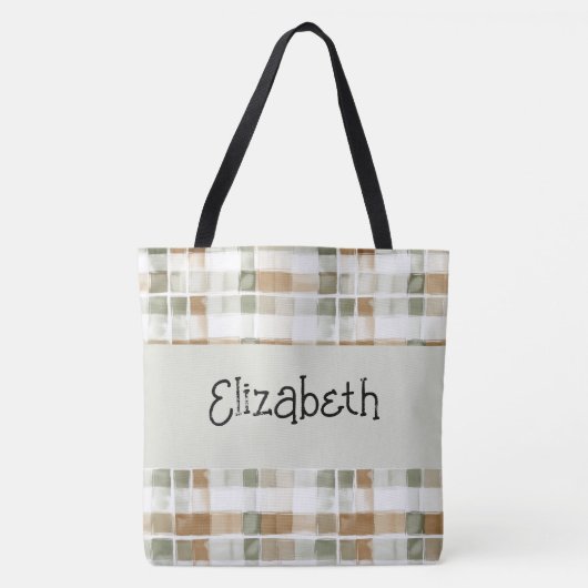 Moderne Waterverf Herfst Plaid Tote Bag (Voorkant)