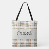 Moderne Waterverf Herfst Plaid Tote Bag (Achterkant)
