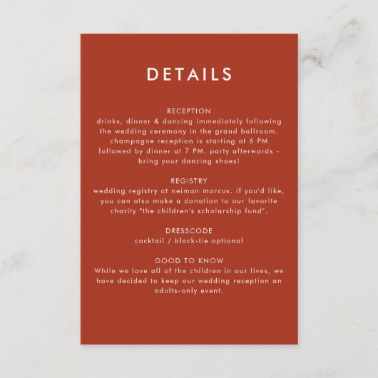 Moderne Waterverf Herfst Terracotta Bruiloft Detai Informatiekaartje (Voorkant)