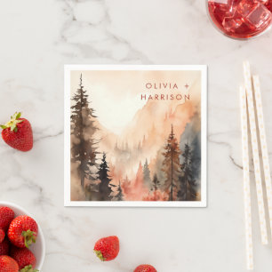 Moderne Waterverf Herfst Terracotta bruiloft Servet