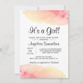 Moderne Waterverf, HET IS EEN MEISJE! Roze Baby sh Kaart (Voorkant)