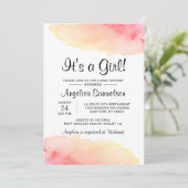 Moderne Waterverf, HET IS EEN MEISJE! Roze Baby sh Kaart (Staand voorkant)