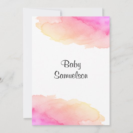 Moderne Waterverf, HET IS EEN MEISJE! Roze Baby sh Kaart (Achterkant)