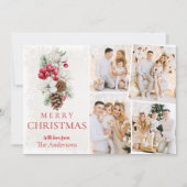 Moderne Waterverf Holiday Foto Collage Kerstmis Kaart (Voorkant)