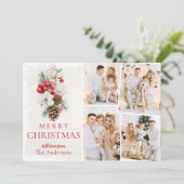 Moderne Waterverf Holiday Foto Collage Kerstmis Kaart (Staand voorkant)
