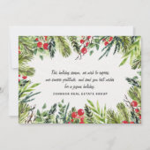 Moderne Waterverf Holly Foliage en Berries Feestdagenkaart (Achterkant)