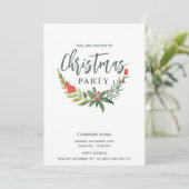 Moderne Waterverf Holly Greenery Kerstfeest Kaart (Staand voorkant)