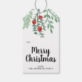 Moderne Waterverf Holly Merry Kerstmis Cadeaulabel (Voorkant)