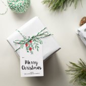 Moderne Waterverf Holly Merry Kerstmis Cadeaulabel