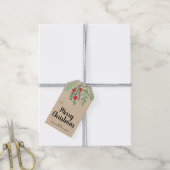 Moderne Waterverf Holly Merry Kerstmis Cadeaulabel (Met Touw)