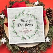 Moderne Waterverf Holly Wreate Kerstmis Servet