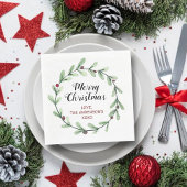 Moderne Waterverf Holly Wreate Kerstmis Servet