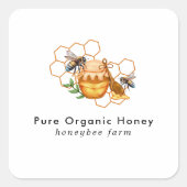 Moderne Waterverf Honingraten met bijen Vierkante Sticker (Voorkant)