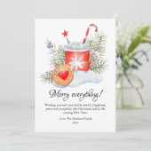 Moderne Waterverf Hot Chocolate Christmas Flat Feestdagenkaart (Staand voorkant)