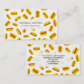 Moderne waterverf hotdog voedselpatroon visitekaartje (Voorkant / Achterkant)