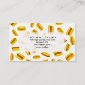 Moderne waterverf hotdog voedselpatroon visitekaartje (Achterkant)
