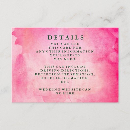 Moderne Waterverf huwelijksinformatie Informatiekaartje (Voorkant)