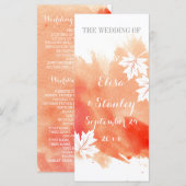 Moderne waterverf huwelijksprogramma voor koraalpe programmakaart (Voorkant / Achterkant)