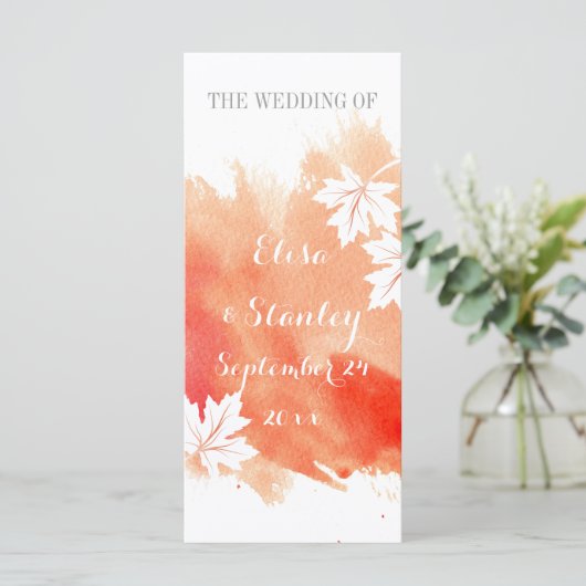 Moderne waterverf huwelijksprogramma voor koraalpe programmakaart (Staand voorkant)