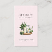 Moderne Waterverf Illustratie Blush QR Code Spa Visitekaartje (Voorkant)