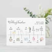 Moderne waterverf illustraties trouwtijdlijn kaart (Staand voorkant)