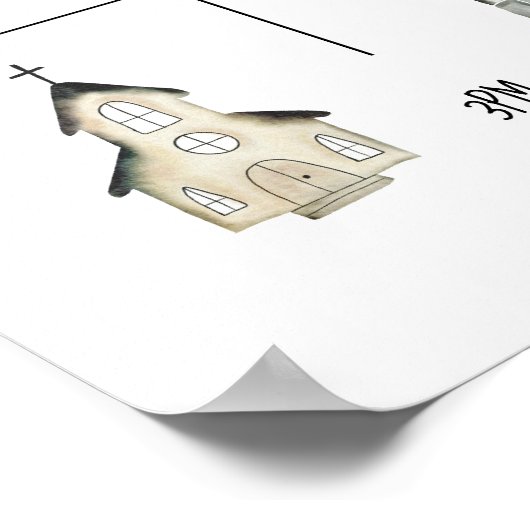 Moderne waterverf illustraties trouwtijdlijn poster (Hoek)