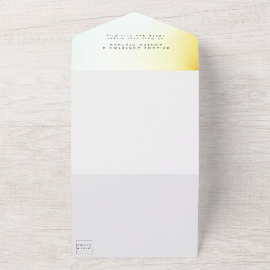 Moderne Waterverf in één Einladung All In One Uitnodiging (Buitenkant)