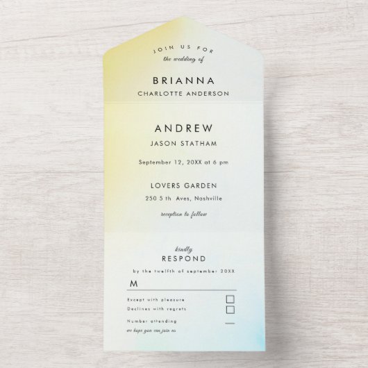 Moderne Waterverf in één Einladung All In One Uitnodiging (Binnen)