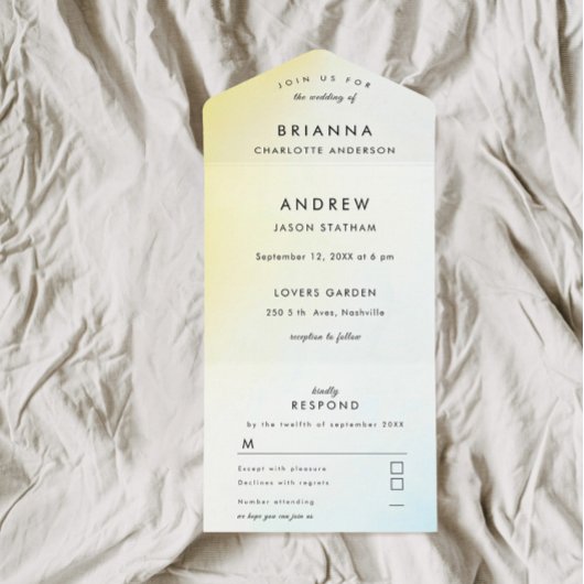 Moderne Waterverf in één Einladung All In One Uitnodiging