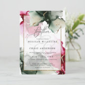 Moderne Waterverf in Fuchsia en Sage Green Kaart (Staand voorkant)