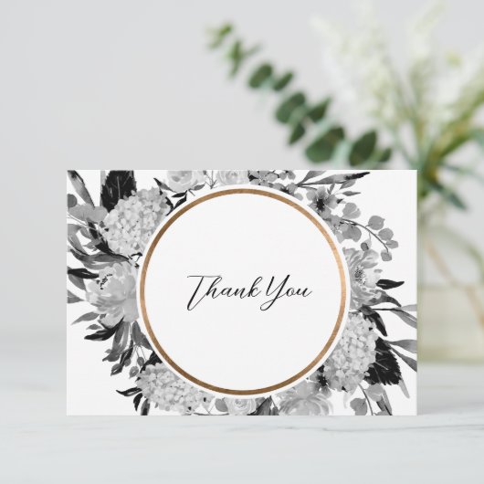 Moderne Waterverf in zwart-wit Bedankkaart (Staand voorkant)