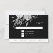 Moderne Waterverf in zwart-wit Floral RSVP Kaart (Voorkant)
