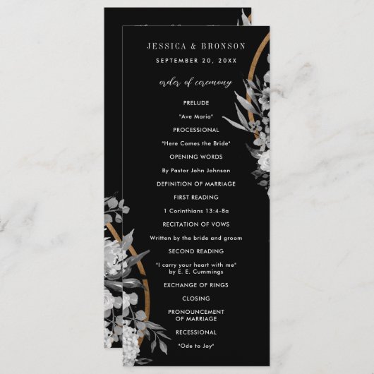 Moderne Waterverf in zwart-wit Programmakaart (Voorkant / Achterkant)